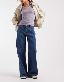 Vero Moda Vero Moda Remy mid rise wide leg jeans in medium blue denim