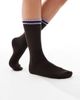 Vero Moda Vero Moda ribbed athletic socks in chocolate brown with lavender stripes - 1