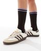 Vero Moda Vero Moda ribbed athletic socks in chocolate brown with lavender stripes - 3