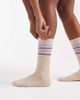 Vero Moda Vero Moda ribbed sports socks in oatmeal with lavender and brown stripe-Neutral - 1