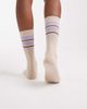 Vero Moda Vero Moda ribbed sports socks in oatmeal with lavender and brown stripe-Neutral - 2