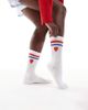 Vero Moda Vero Moda ribbed sports socks in white with heart and stripe detail - 1