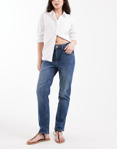 Vero Moda Vero Moda Rosie stretch cropped slim fit jeans in dark blue wash