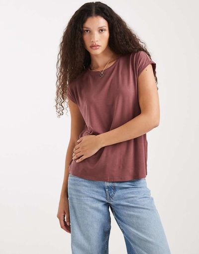 Vero Moda Vero Moda round neck T-shirt in rose brown-pink
