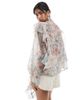 Vero Moda Vero Moda ruffle trim blouson sleeve boho blouse with detached scarf in faded floral print-Multi - 2