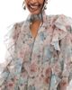 Vero Moda Vero Moda ruffle trim blouson sleeve boho blouse with detached scarf in faded floral print-Multi - 3