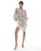 Vero Moda Vero Moda ruffle trim blouson sleeve boho blouse with detached scarf in faded floral print-Multi - 4