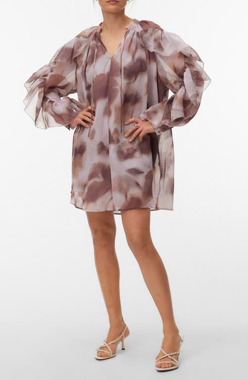 VERO MODA VERO MODA Sabrina Print Split Neck Ruffle Trim Dress