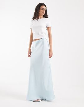 Vero Moda Vero Moda satin bias midi skirt in light blue