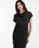 Vero Moda Vero Moda satin drape neck cap sleeve maxi dress in black - 3