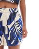Vero Moda Vero Moda satin shorts with blue leaf print in cream - part of a set - 3