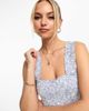 Vero Moda Vero Moda shirred midi dress in blue print - 3