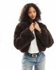 Vero Moda Vero Moda short borg jacket in chocolate brown - 1