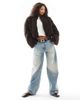 Vero Moda Vero Moda short borg jacket in chocolate brown - 4