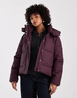 Vero Moda Vero Moda short coated padded jacket in burgundy-Red
