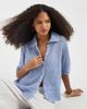 Vero Moda Vero Moda short sleeve floral crochet knit button front polo top in brunnera blue - 1