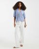 Vero Moda Vero Moda short sleeve floral crochet knit button front polo top in brunnera blue - 2