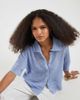 Vero Moda Vero Moda short sleeve floral crochet knit button front polo top in brunnera blue - 3