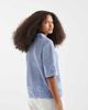 Vero Moda Vero Moda short sleeve floral crochet knit button front polo top in brunnera blue - 4