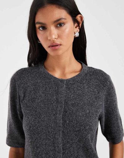 Vero Moda Vero Moda short sleeve knit cardigan in dark gray melange