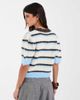 Vero Moda Vero Moda short sleeve knit sweater in brown and blue stripes-White - 4