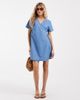 Vero Moda Vero Moda short sleeve wrap front denim mini dress in light blue wash - 1