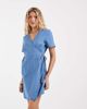 Vero Moda Vero Moda short sleeve wrap front denim mini dress in light blue wash - 3