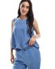 Vero Moda Vero Moda sleeveless tie front top in blue chambray - part of a set - 1