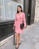 Vero Moda Vero Moda Smilla chiffon long sleeve wrap front mini dress in tonal pink floral print - 1