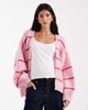 Vero Moda Vero Moda soft blouson sleeve edge to edge cardigan in bonbon pink stripe print - 1