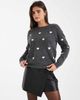 Vero Moda Vero Moda soft o-neck heart print sweater in dark gray melange - 1