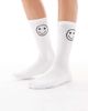 Vero Moda Vero Moda sporty ribbed socks with smile motif in white and chocolate - 1
