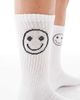 Vero Moda Vero Moda sporty ribbed socks with smile motif in white and chocolate - 2