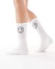 Vero Moda Vero Moda sporty ribbed socks with smile motif in white and chocolate - 3