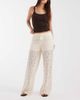 Vero Moda Vero Moda stretch lace wide leg pants in cream-White - 1