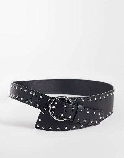 Vero Moda Vero Moda studded waist belt in black-Brown