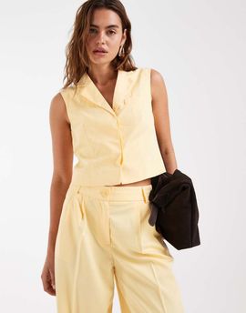 Vero Moda Vero Moda tailored boxy vest in golden yellow - part of a set