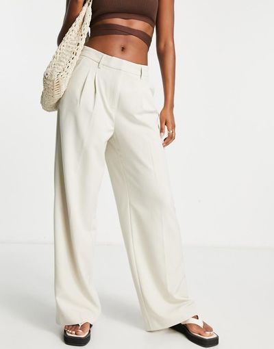 Vero Moda Vero Moda tailored dad pants in stone-Gray