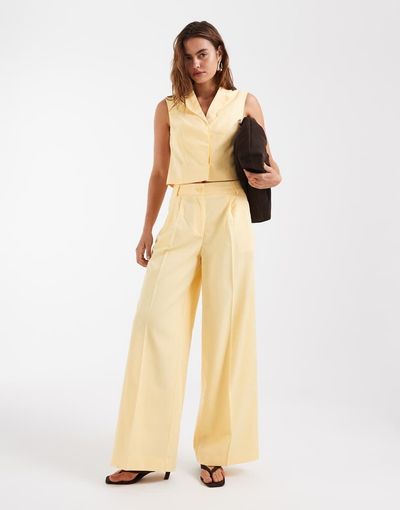 Vero Moda Vero Moda tailored pleat front wide leg pants in golden yellow - part of a set