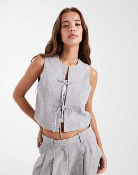 Vero Moda Vero Moda tailored tie front vest in heather gray - part of a set