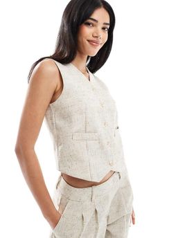 Vero Moda Vero Moda tailored vest in oatmeal - part of a set-Neutral