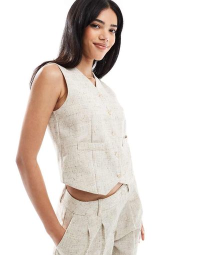 Vero Moda Vero Moda tailored vest in oatmeal - part of a set-Neutral