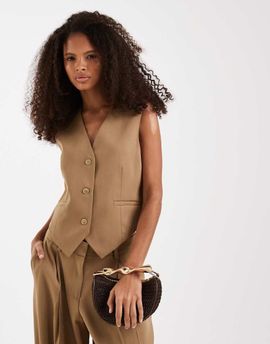 Vero Moda Vero Moda tailored vest mix & match in beige, part of a set-Neutral
