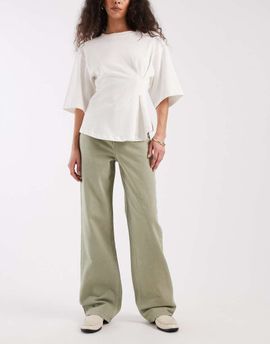Vero Moda Vero Moda Tessa high waisted wide leg jeans in laurel green