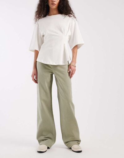Vero Moda Vero Moda Tessa high waisted wide leg jeans in laurel green