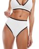 Vero Moda Vero Moda textured bikini bottoms with tipping in white - 1