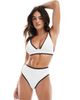 Vero Moda Vero Moda textured bikini top with tipping in white - 1