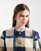 Vero Moda Vero Moda textured collarless short bouclé jacket in beige and navy checkerboard - 3