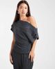 Vero Moda Vero Moda textured jersey off shoulder drapey top in asphalt gray - part of a set - 1
