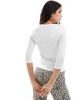Vero Moda Vero Moda three quarter sleeve boat neck T-shirt in white - 4
